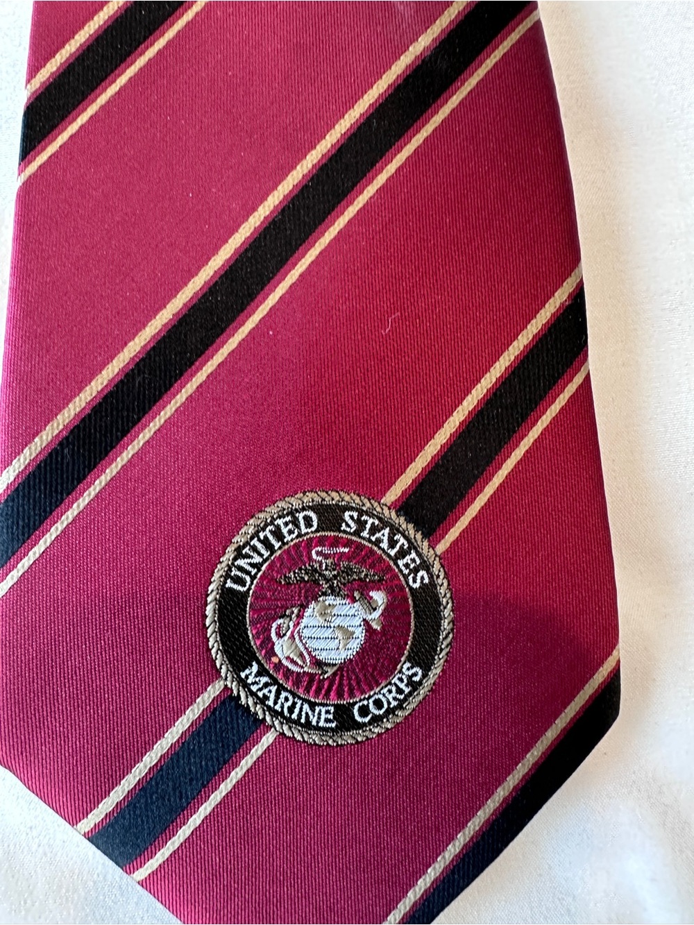 Eagles Wings US Marine Corps USMC Militaria Burgundy Striped Necktie